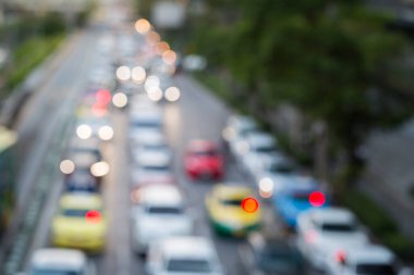 Bangkok Tayland 'da trafik sıkışıklığının soyut bulanıklığı