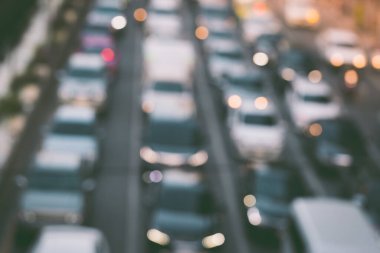 Bangkok Tayland 'da trafik sıkışıklığının soyut bulanıklığı