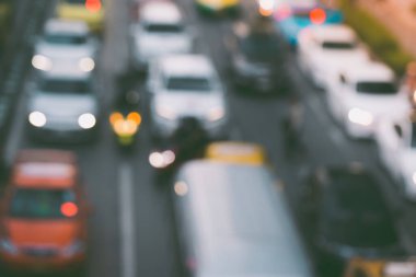 Bangkok Tayland 'da trafik sıkışıklığının soyut bulanıklığı