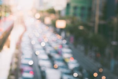 Bangkok Tayland 'da trafik sıkışıklığının soyut bulanıklığı