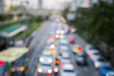 Bangkok Tayland 'da trafik sıkışıklığının soyut bulanıklığı