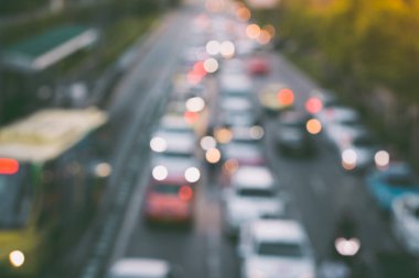 Bangkok Tayland 'da trafik sıkışıklığının soyut bulanıklığı