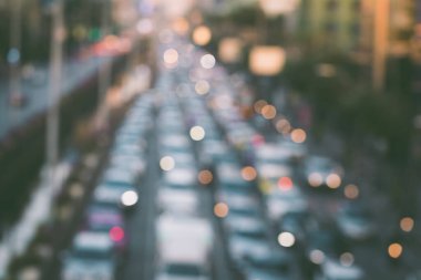 Bangkok Tayland 'da trafik sıkışıklığının soyut bulanıklığı