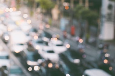 Bangkok Tayland 'da trafik sıkışıklığının soyut bulanıklığı