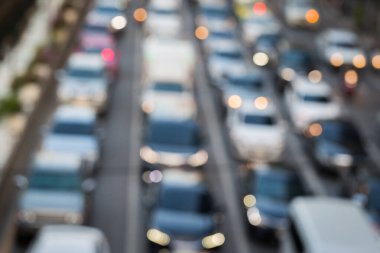 Bangkok Tayland 'da trafik sıkışıklığının soyut bulanıklığı