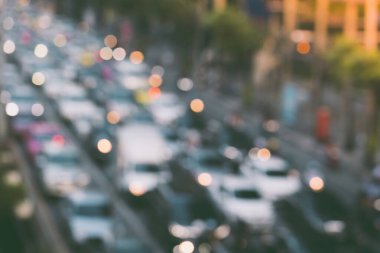 Bangkok Tayland 'da trafik sıkışıklığının soyut bulanıklığı