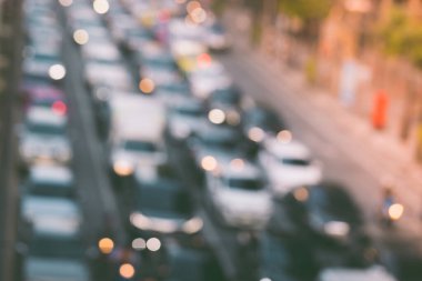 Bangkok Tayland 'da trafik sıkışıklığının soyut bulanıklığı