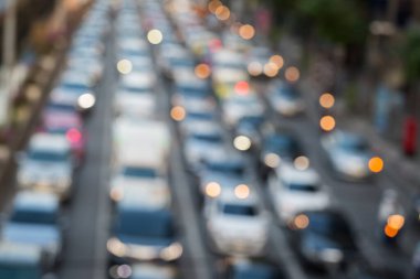 Bangkok Tayland 'da trafik sıkışıklığının soyut bulanıklığı