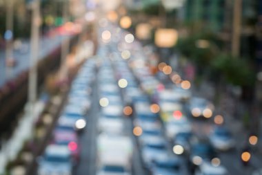 Bangkok Tayland 'da trafik sıkışıklığının soyut bulanıklığı
