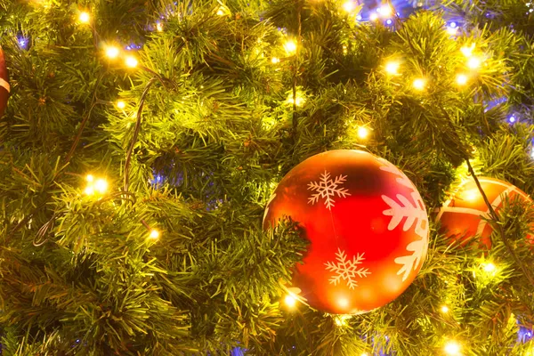 Decorative Christmas Tree Red Ball Light Background — Stock Photo, Image