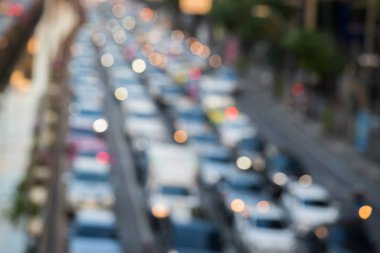 Bangkok Tayland 'da trafik sıkışıklığının soyut bulanıklığı