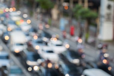 Bangkok Tayland 'da trafik sıkışıklığının soyut bulanıklığı