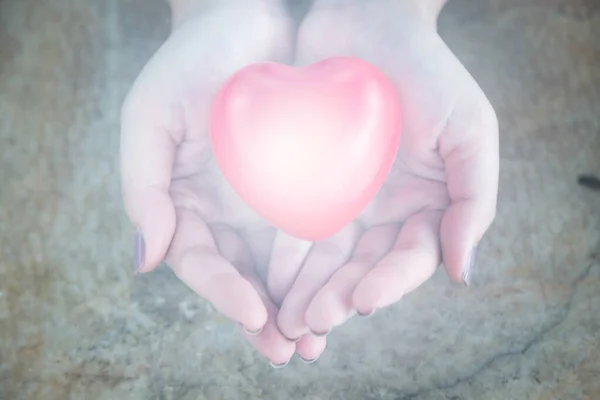 Woman Hold Red Heart Use Background — Stock Photo, Image