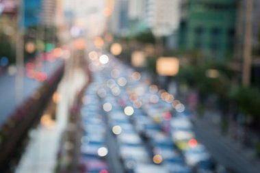 Bangkok Tayland 'da trafik sıkışıklığının soyut bulanıklığı