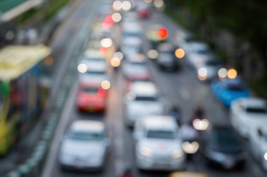 Bangkok Tayland 'da trafik sıkışıklığının soyut bulanıklığı