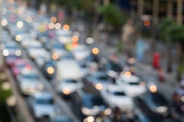 Bangkok Tayland 'da trafik sıkışıklığının soyut bulanıklığı
