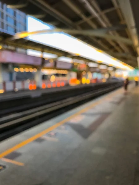 Immagine Sfocata Della Stazione Ferroviaria Prima Del Tramonto Skytrain Bts — Foto Stock