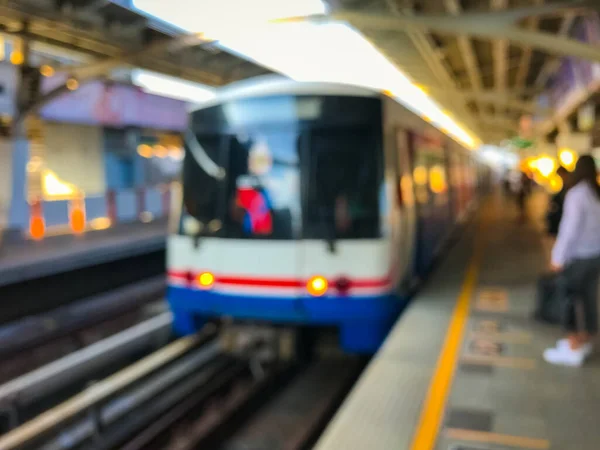 Immagine Sfocata Della Stazione Ferroviaria Prima Del Tramonto Skytrain Bts — Foto Stock