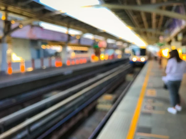 Размытое Изображение Железнодорожной Станции Перед Закатом Bts Skytrain Бангкоке Таиланд — стоковое фото