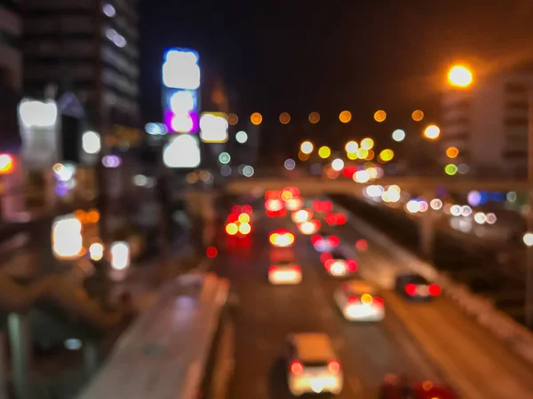 Embaçamento Tráfego Cidade Fundo Noite — Fotografia de Stock