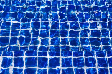 Yüzme havuzundaki mavi renkli su dalgalı arka planda