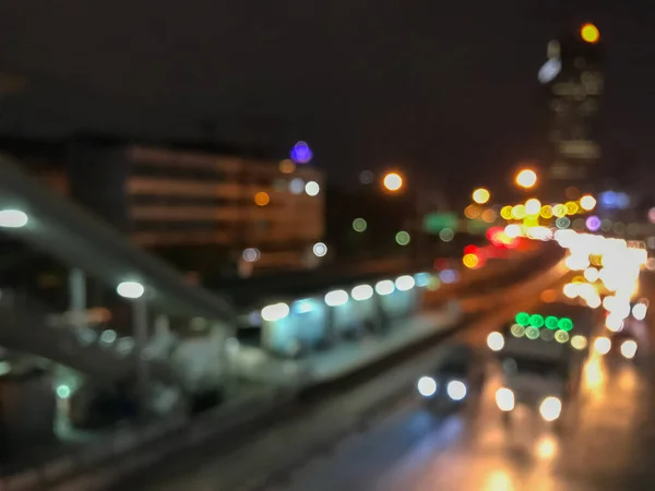 Suddig Trafik Staden Natten Bakgrund — Stockfoto