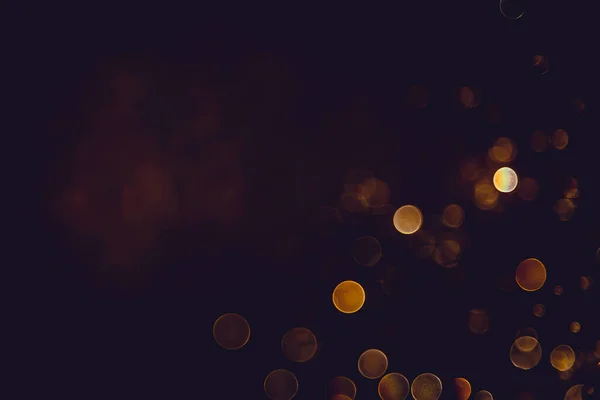Defocus Bokeh Glitter Gold Vintage Lights Dark Background — Stock Photo, Image