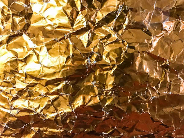 Papel Dourado Enrugado Crumpled Fundo Textura Papel — Fotografia de Stock