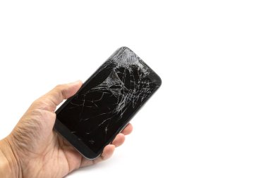 beyaz arkaplanda izole edilmiş akıllı telefonu kır
