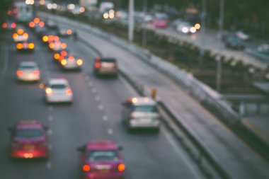 Bangkok Tayland 'da trafik sıkışıklığının soyut bulanıklığı