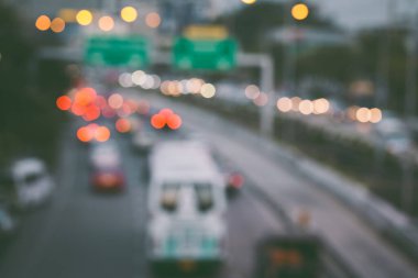 Bangkok Tayland 'da trafik sıkışıklığının soyut bulanıklığı