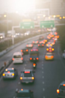 Bangkok Tayland 'da trafik sıkışıklığının soyut bulanıklığı
