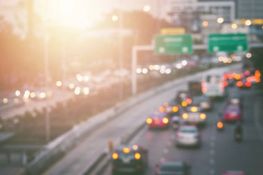 Bangkok Tayland 'da trafik sıkışıklığının soyut bulanıklığı