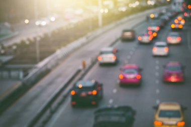 Bangkok Tayland 'da trafik sıkışıklığının soyut bulanıklığı