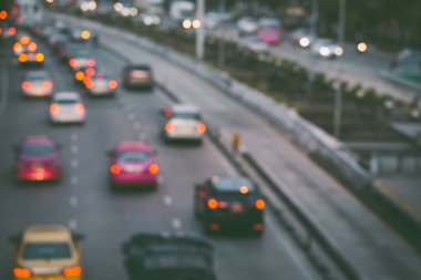 Bangkok Tayland 'da trafik sıkışıklığının soyut bulanıklığı