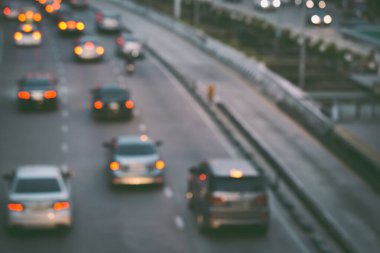 Bangkok Tayland 'da trafik sıkışıklığının soyut bulanıklığı