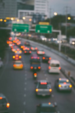 Bangkok Tayland 'da trafik sıkışıklığının soyut bulanıklığı