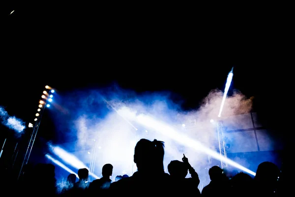 Abstract Concert Party Silhoue Met Licht Rook Happy Moment — Stockfoto
