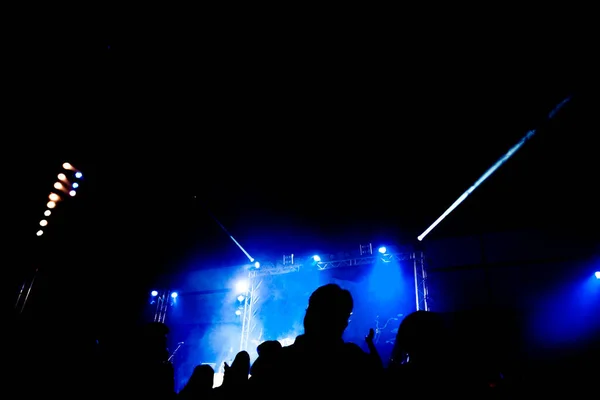 Abstrakte Konzert Party Silhouette Mit Licht Und Rauch Glücklichen Moment — Stockfoto