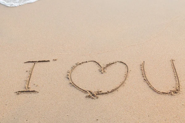 Messaggio Amo Sullo Sfondo Della Spiaggia Sabbia — Foto Stock