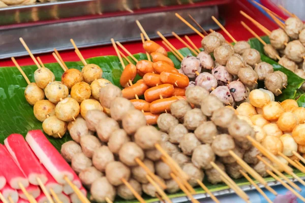 Fleischbällchen Wurst Und Krabben Kani Berühmt Und Mohn Street Food — Stockfoto