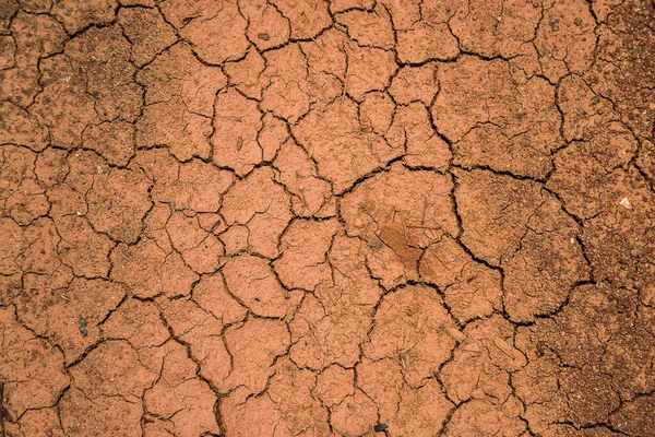 Červená Půda Zlomené Formě Tepla Suché Sucho Znečištění Pozadí — Stock fotografie