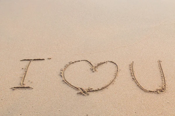 Messaggio Amo Sullo Sfondo Della Spiaggia Sabbia — Foto Stock