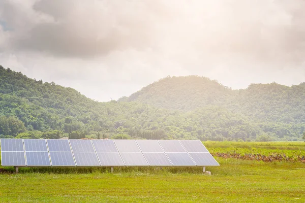 Solar Cell Clean Energy Sky Mountain Background — Stock Photo, Image