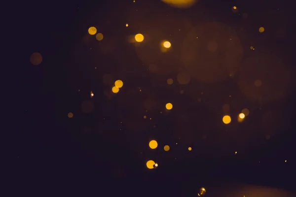 Brillo Bokeh Dark Abstract Gold Sobre Fondo Negro — Foto de Stock