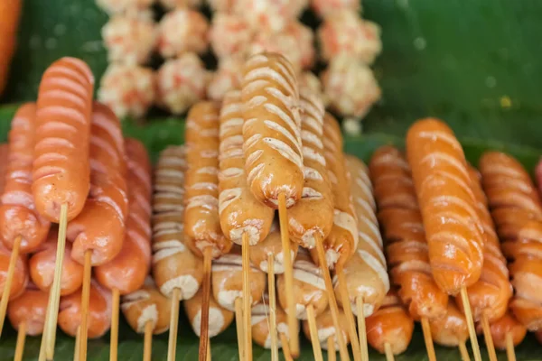 Fleischbällchen Wurst Und Krabben Kani Berühmt Und Mohn Street Food — Stockfoto