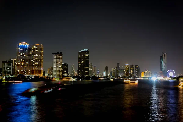 City Night Light Bokeh Water Reflection Background — Stock Photo, Image