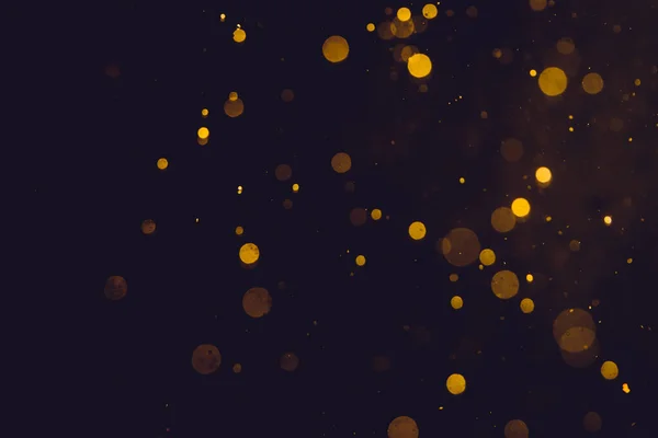 Brillo Bokeh Dark Abstract Gold Sobre Fondo Negro —  Fotos de Stock