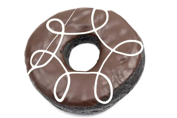 Donut Chocolate Delicioso Isolado Fundo Branco — Fotografia de Stock