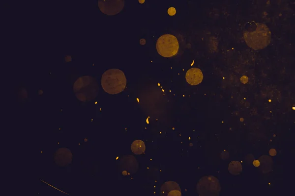 Dark Abstract Gold Bokeh Blask Czarnym Tle — Zdjęcie stockowe